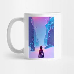 Anime Girl Snowy Mountain Christmas Landscape Mug